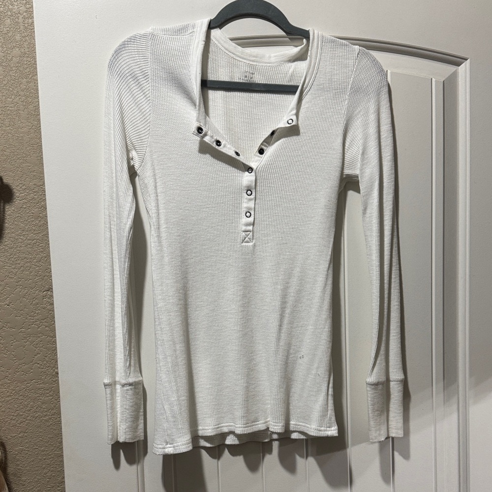 Aerie White Henley Women's Top